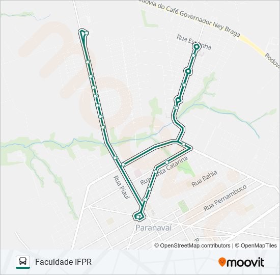 Mapa da linha 010 FACULDADE IFPR de ônibus