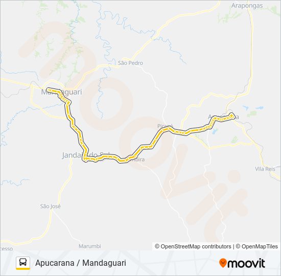 Mapa da linha 0508-440 APUCARANA / MANDAGUARI de ônibus