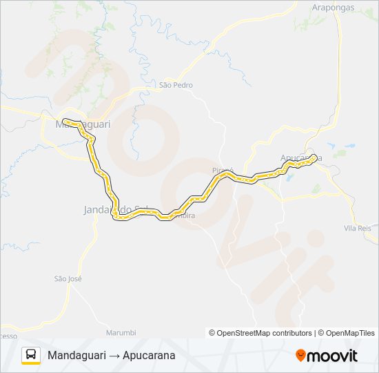 Mapa da linha 0508-440 APUCARANA / MANDAGUARI de ônibus