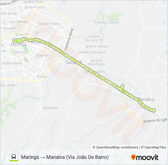 0224-400 MARINGÁ / MARIALVA Bus Line Map