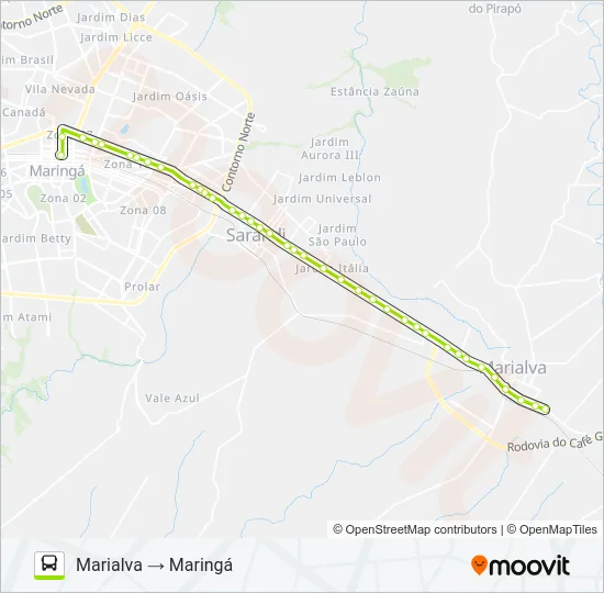 0224-400 MARINGÁ / MARIALVA Bus Line Map