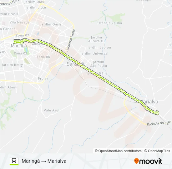 0224-400 MARINGÁ / MARIALVA Bus Line Map