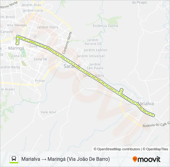 0224-400 MARINGÁ / MARIALVA Bus Line Map