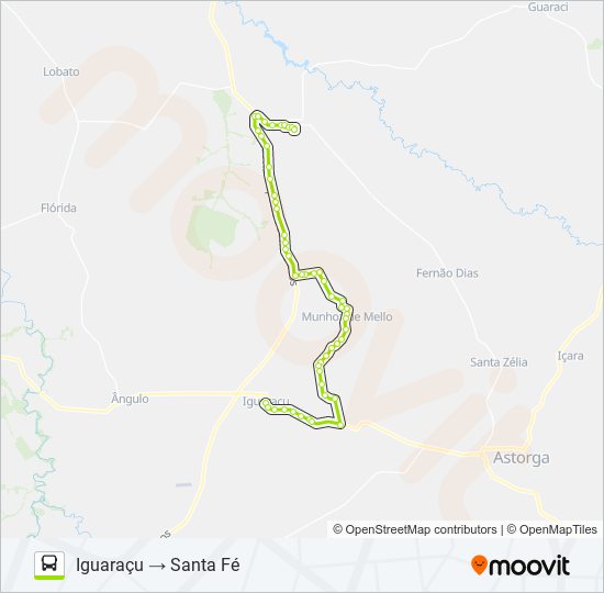 Mapa da linha 0388-440 SANTA FÉ / IGUARAÇU de ônibus