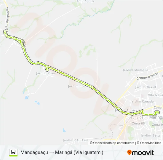 1250-400 MARINGÁ / MANDAGUAÇU Bus Line Map