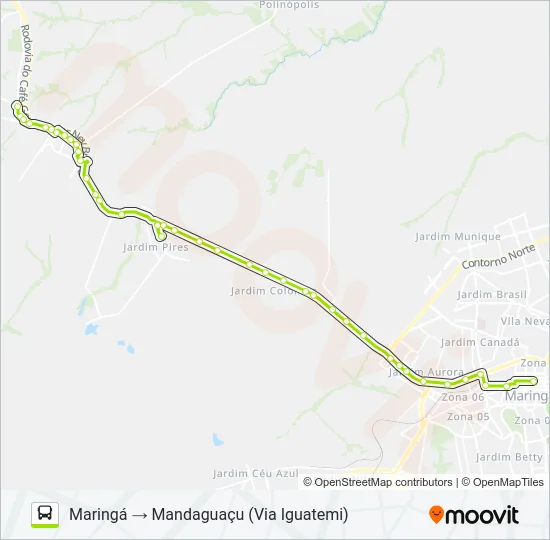 1250-400 MARINGÁ / MANDAGUAÇU Bus Line Map