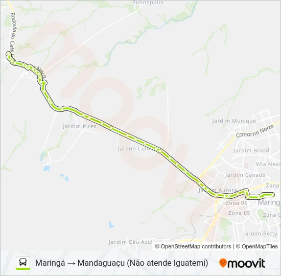 1250-400 MARINGÁ / MANDAGUAÇU Bus Line Map