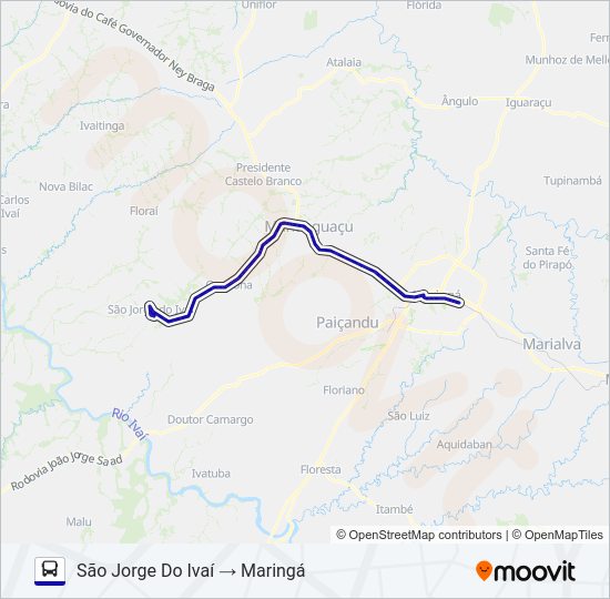 Mapa da linha 0232-400 MARINGÁ / SÃO JORGE DO IVAÍ de ônibus