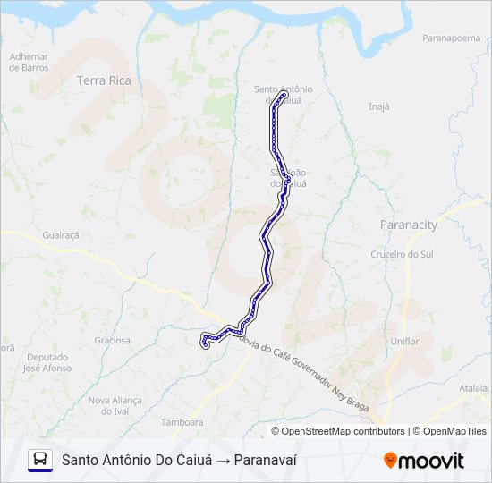 Mapa da linha 0373-440 PARANAVAÍ / SANTO ANTONIO DO CAIUÁ de ônibus