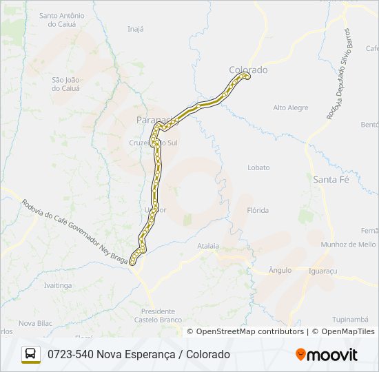 Mapa da linha 0723-540 NOVA ESPERANÇA / COLORADO de ônibus