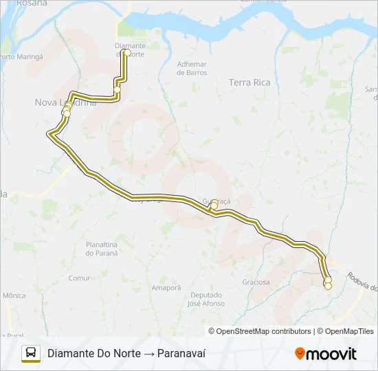 1137-540 PARANAVAÍ / DIAMANTE DO NORTE Bus Line Map