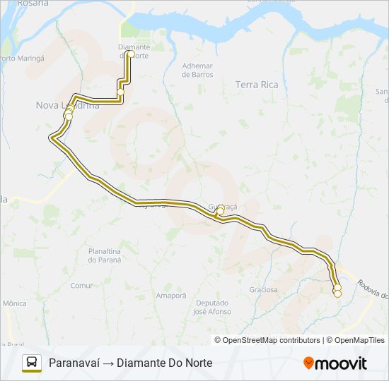 Mapa de 1137-540 PARANAVAÍ / DIAMANTE DO NORTE de autobús