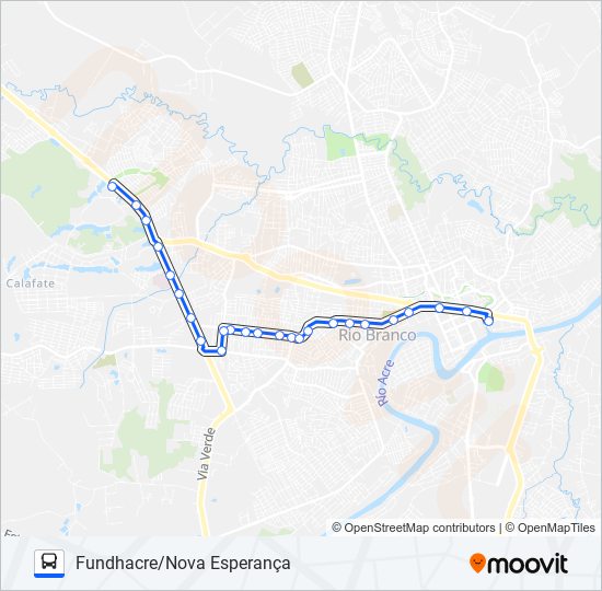 Mapa da linha 401 FUNDHACRE/NOVA ESPERANÇA de ônibus