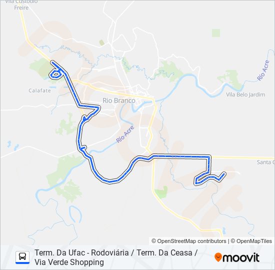 Mapa da linha 901 UFAC / CIDADE DO POVO de ônibus