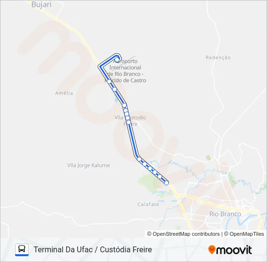 524 AEROPORTO / CUSTÓDIA FREIRE Bus Line Map