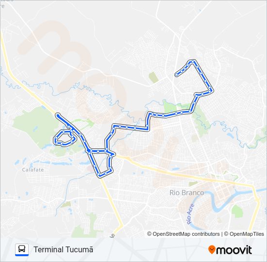 Mapa da linha 902 IFAC - UFAC de ônibus