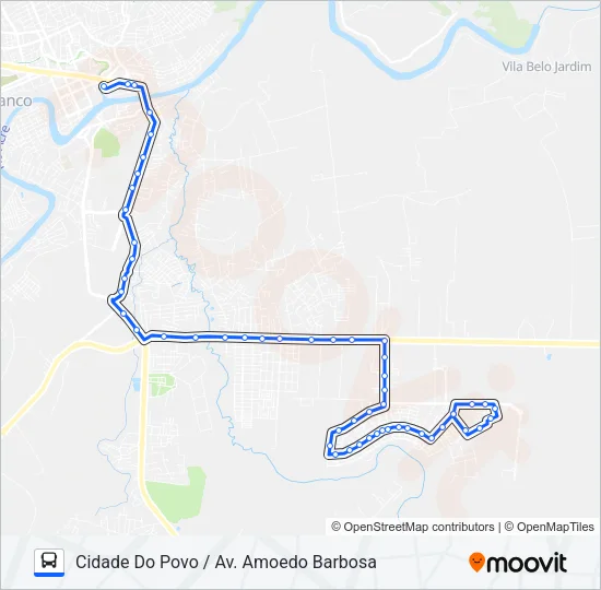 116B CIDADE DO POVO / AV. AMOEDO BARBOSA Bus Line Map