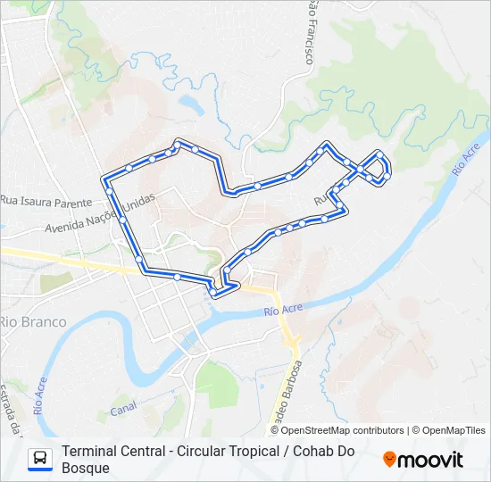 801 (CIRCULAR) TROPICAL / COHAB DO BOSQUE Bus Line Map