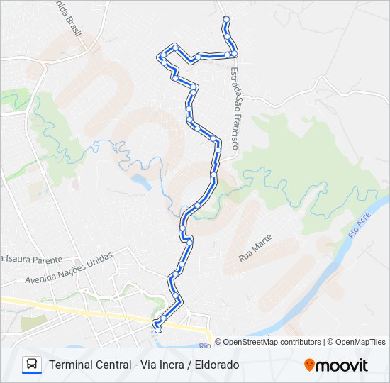 Mapa da linha 704 SÃO FRANCISCO / INCRA de ônibus