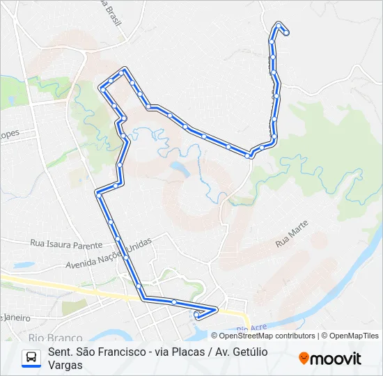 701 SÃO FRANCISCO / PLACAS - VIA PANORAMA Bus Line Map