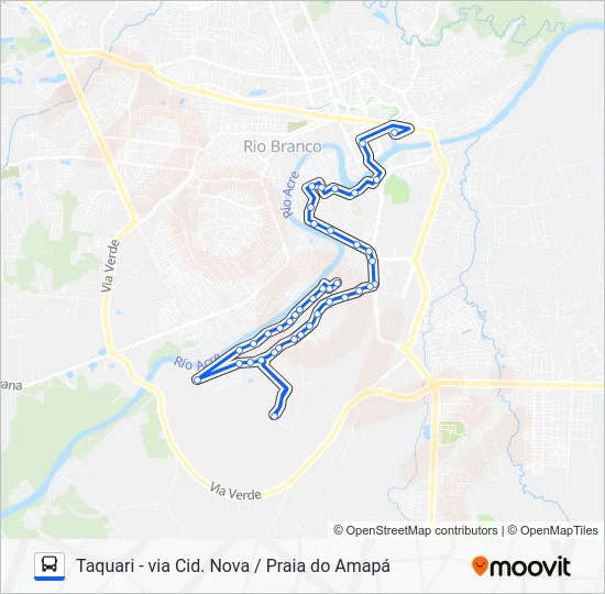 102 TAQUARI Bus Line Map