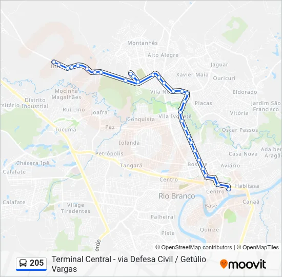 205 Bus Line Map