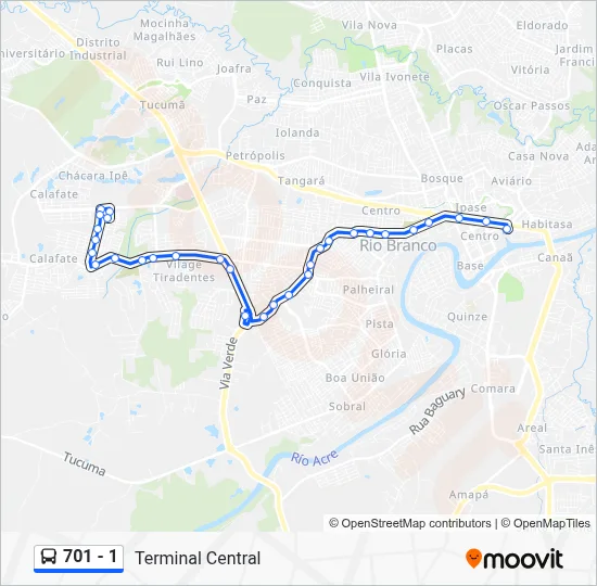 701 - 1 Bus Line Map
