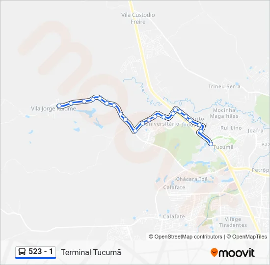 523 - 1 Bus Line Map