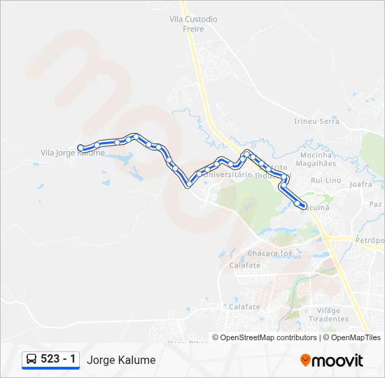 523 - 1 Bus Line Map