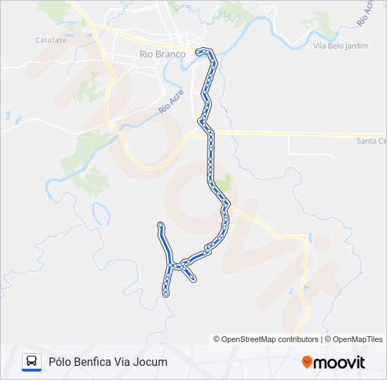 Mapa da linha 109 PÓLO BENFICA de ônibus