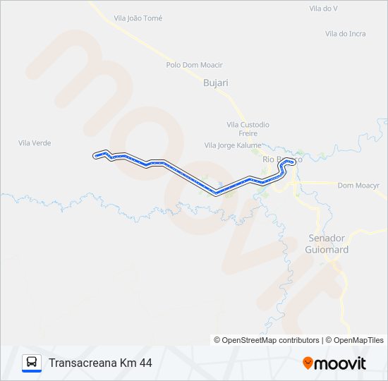 Mapa da linha 381 TRANSACREANA KM 44/KM 58 de ônibus