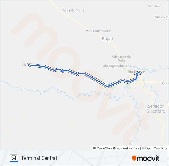 Mapa da linha 381 TRANSACREANA KM 44/KM 58 de ônibus