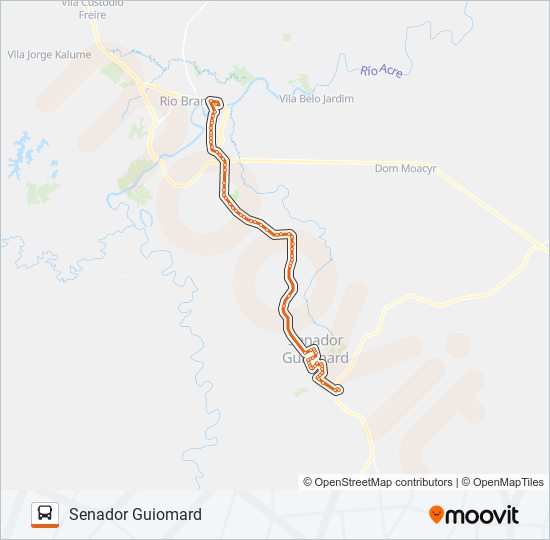 Mapa da linha 001 SENADOR GUIOMARD de ônibus