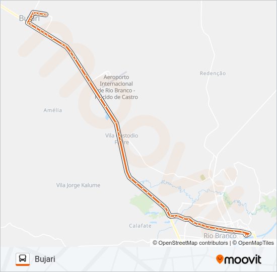 Mapa da linha 011 BUJARI de ônibus
