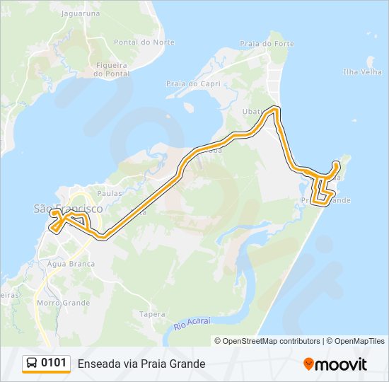 Mapa da linha 0101 de ônibus