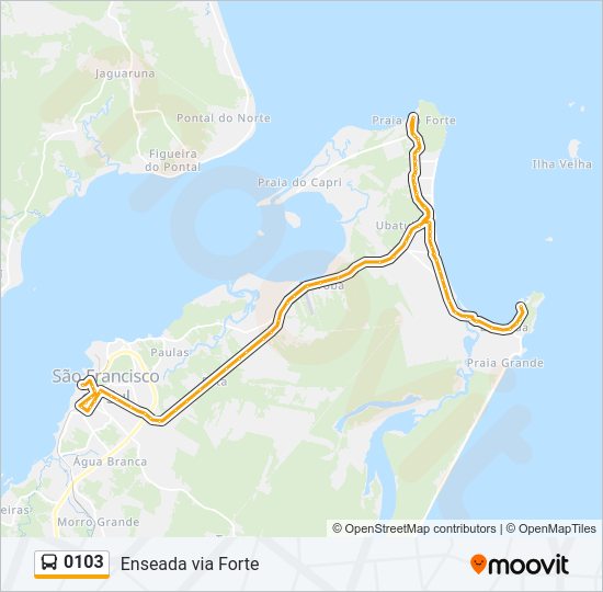Mapa da linha 0103 de ônibus