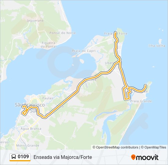 Mapa da linha 0109 de ônibus