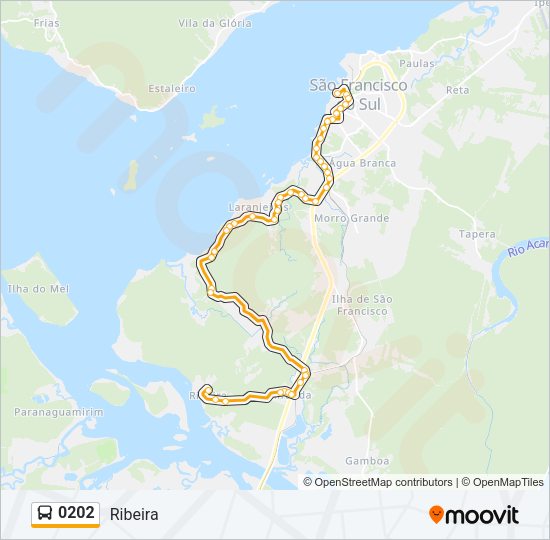Mapa da linha 0202 de ônibus