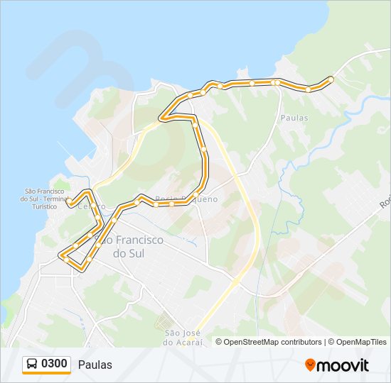 Mapa da linha 0300 de ônibus