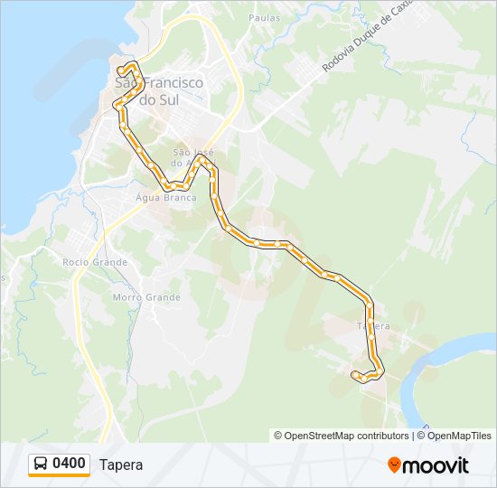 Mapa da linha 0400 de ônibus