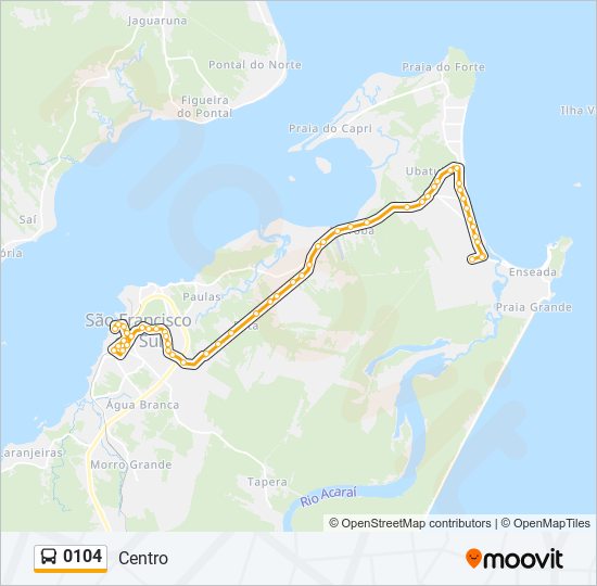 Mapa da linha 0104 de ônibus