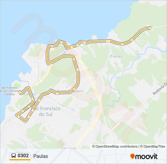 Mapa da linha 0302 de ônibus