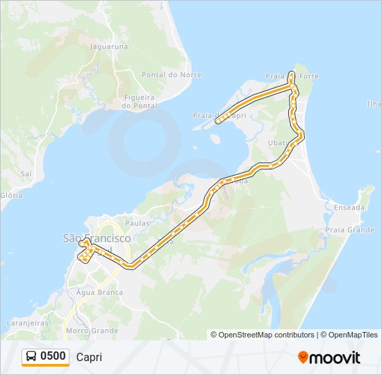 Mapa da linha 0500 de ônibus