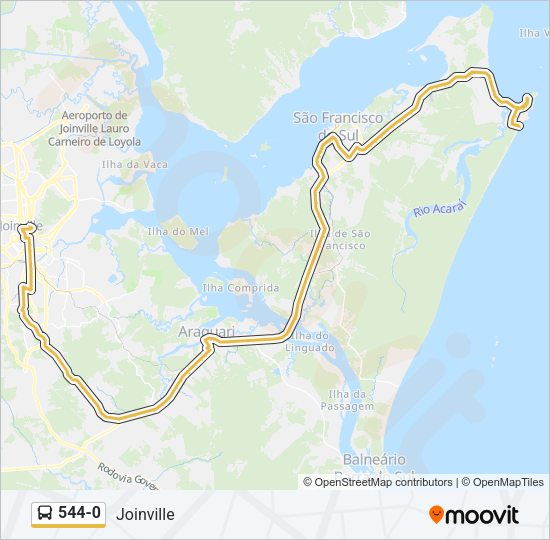 Mapa da linha 544-0 de ônibus