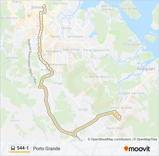 Mapa de 544-1 de autobús