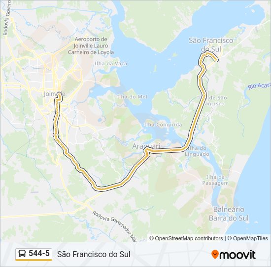 Mapa da linha 544-5 de ônibus