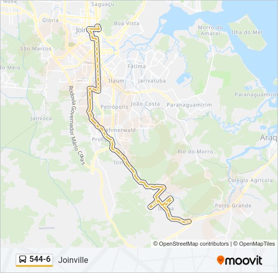 Mapa da linha 544-6 de ônibus