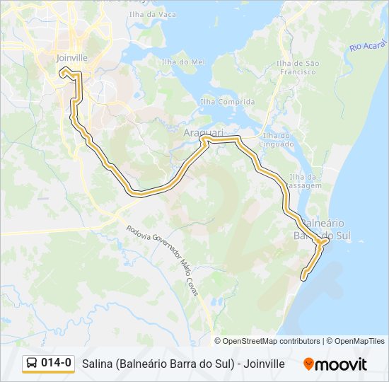 Mapa da linha 014-0 de ônibus