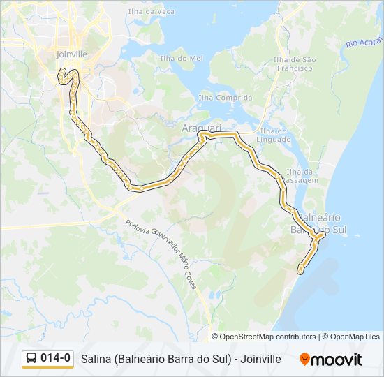 Mapa da linha 014-0 de ônibus