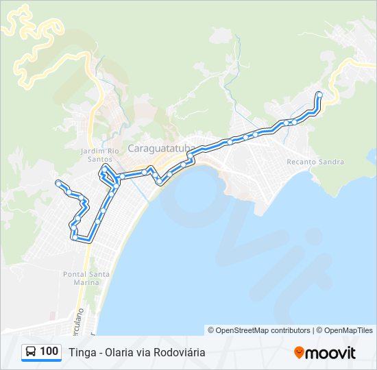 Mapa da linha 100 de ônibus
